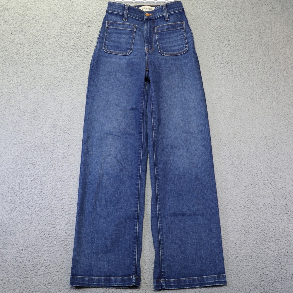 Madewell Emmett Wide-Leg Jeans High Rise Front Patch Pockets NR479 Blue Size 24